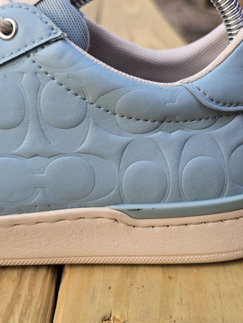 Coach Womens Clip Sneaker Signature Leather Casual Low Blue Size 8.5 CJ503 - Picture 6 of 15